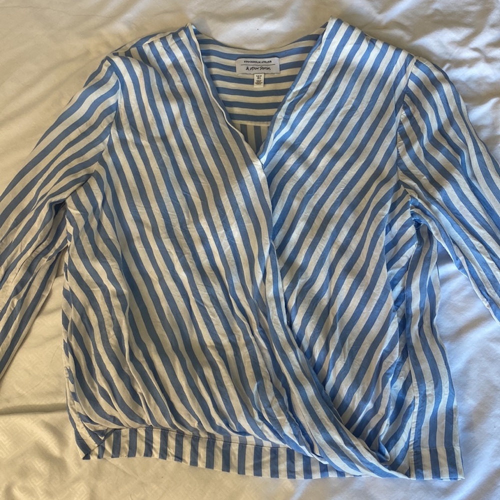& Other Stories pin stripe blue & white blouse